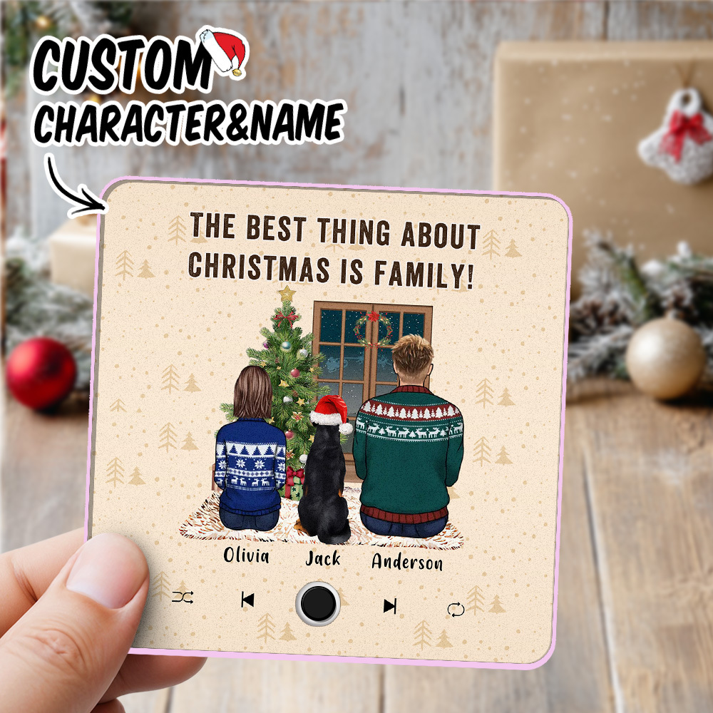 Personalized Music Fridge Magnet Custom Portrait Merry Christmas Custom Music Magnets Can Play Songs The Best Thing About Christmas Is Family