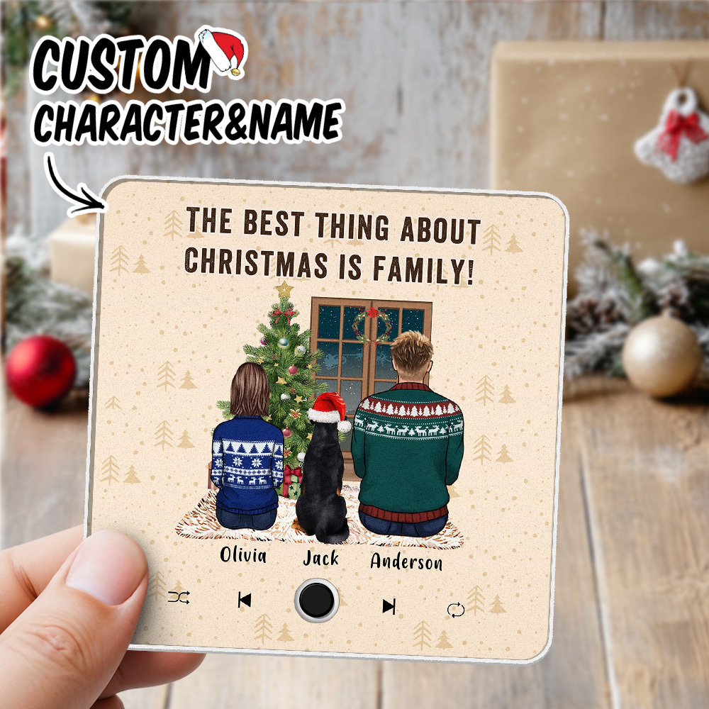 Personalized Music Fridge Magnet Custom Portrait Merry Christmas Custom Music Magnets Can Play Songs The Best Thing About Christmas Is Family