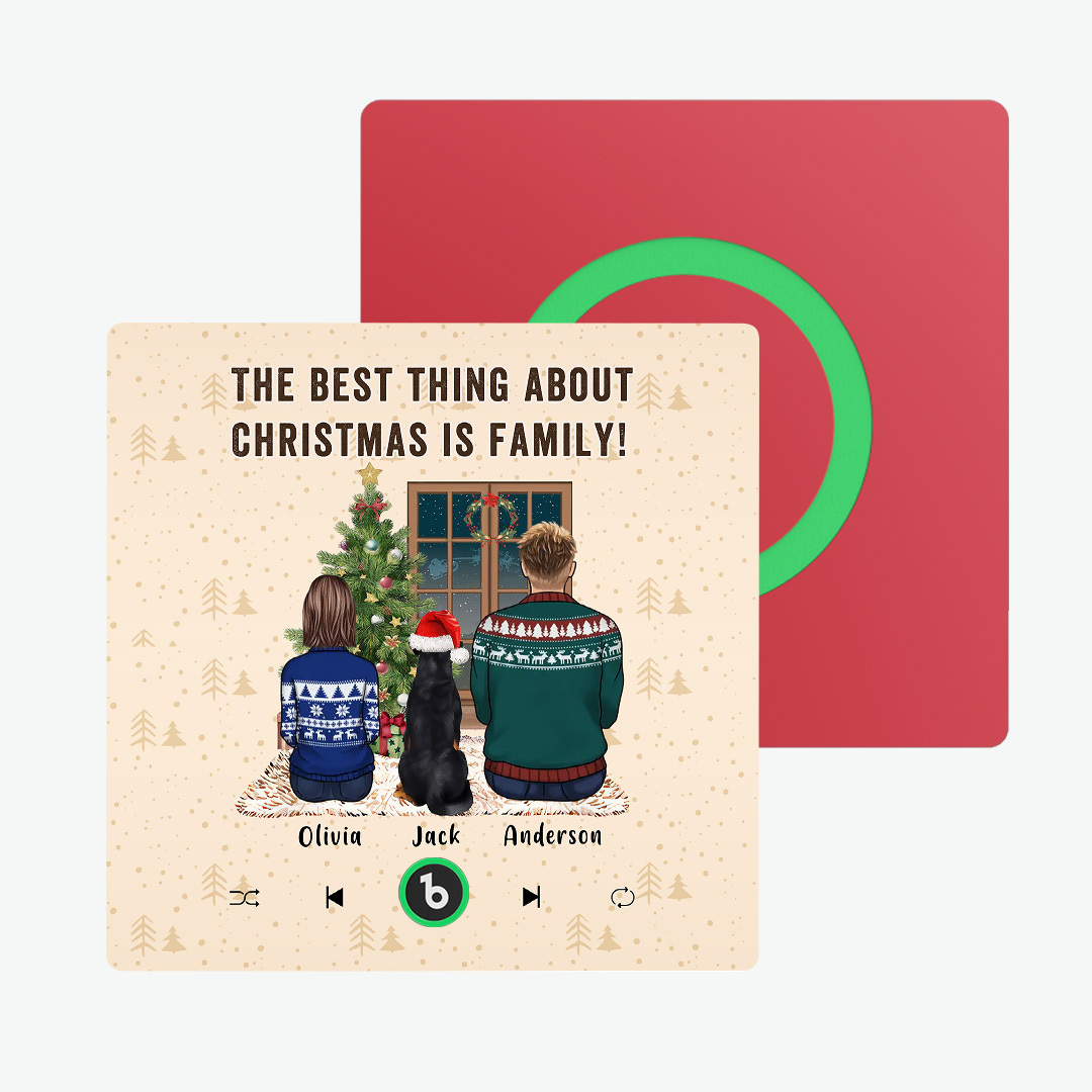 Custom Music Fridge Magnet Custom Portrait Merry Christmas Custom Music Magnets Can Play Songs The Best Thing About Christmas Is Family