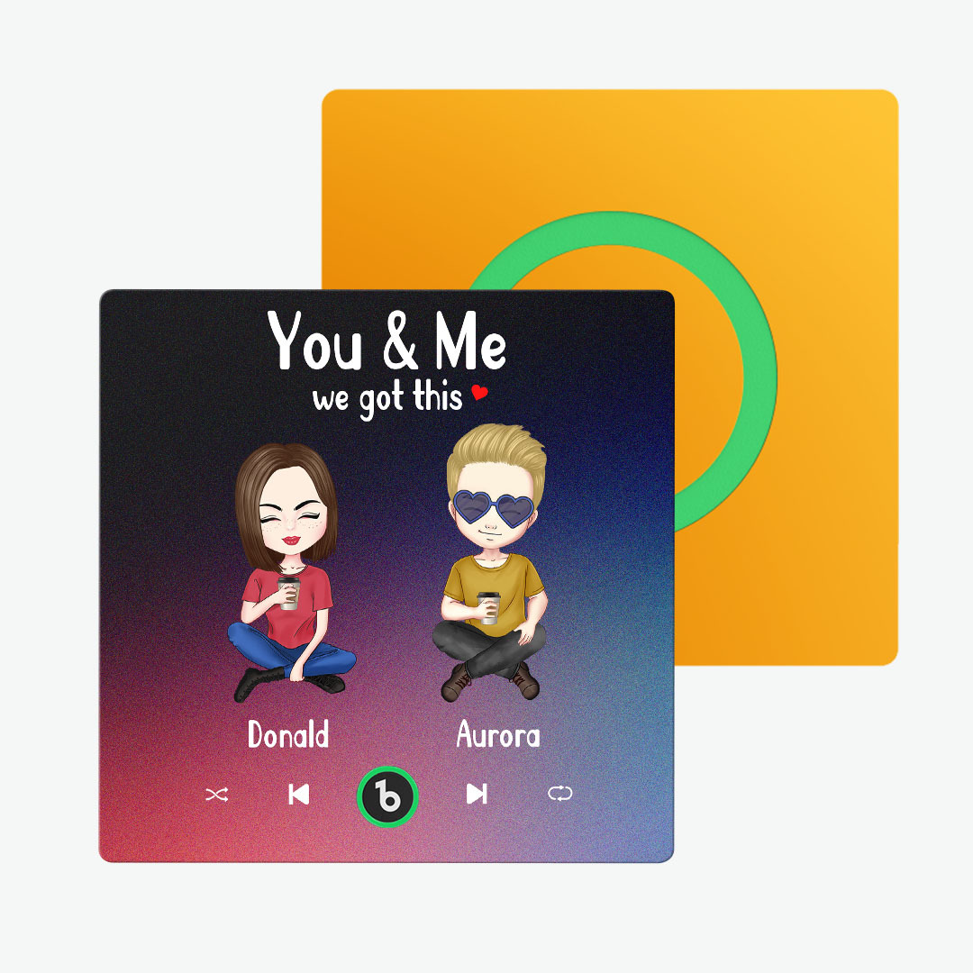 Custom Cartoon Character and Name Frameless Fridge Magnet Album Music Fridge Magnet Photo Personalized Phone Music Fridge Magnet Pro You & Me We Got This