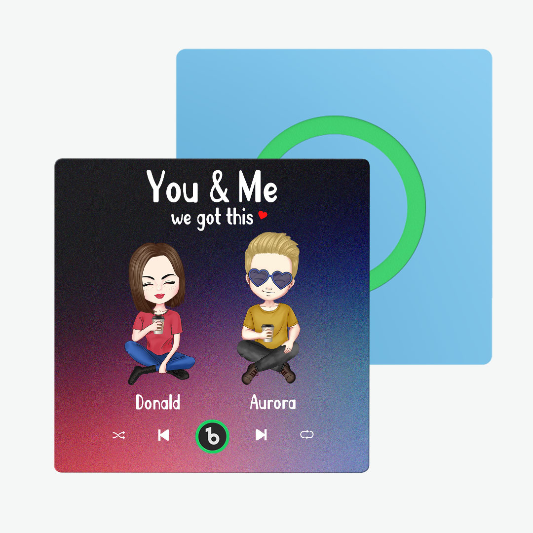 Custom Cartoon Character and Name Frameless Fridge Magnet Album Music Fridge Magnet Photo Personalized Phone Music Fridge Magnet Pro You & Me We Got This