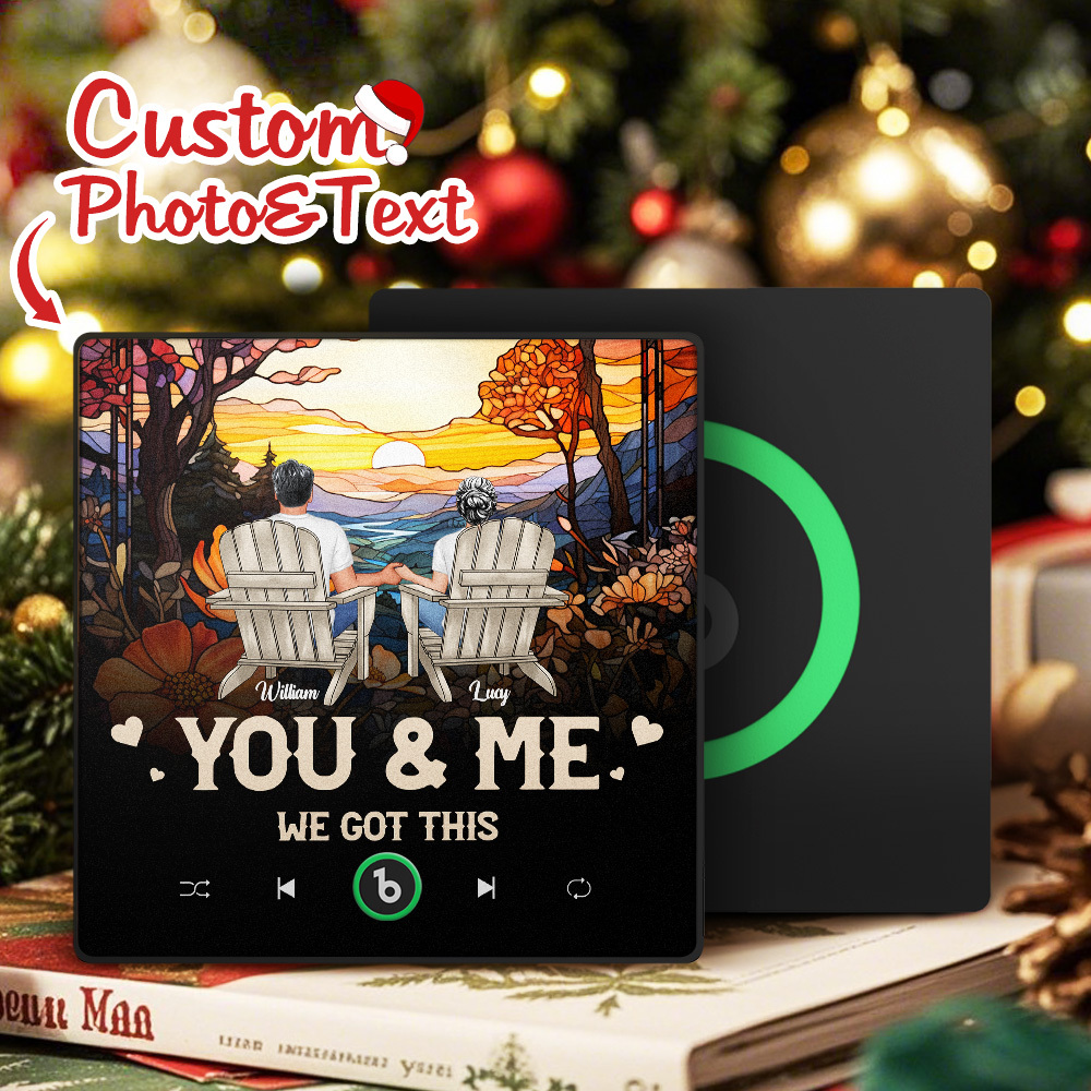 Custom Music Fridge Magnet Colorful Frame Album Fridge Magnet Music Wall Photo Sticker Custom Family Portrait Merry Christmas Can Play Songs Gift for Couples