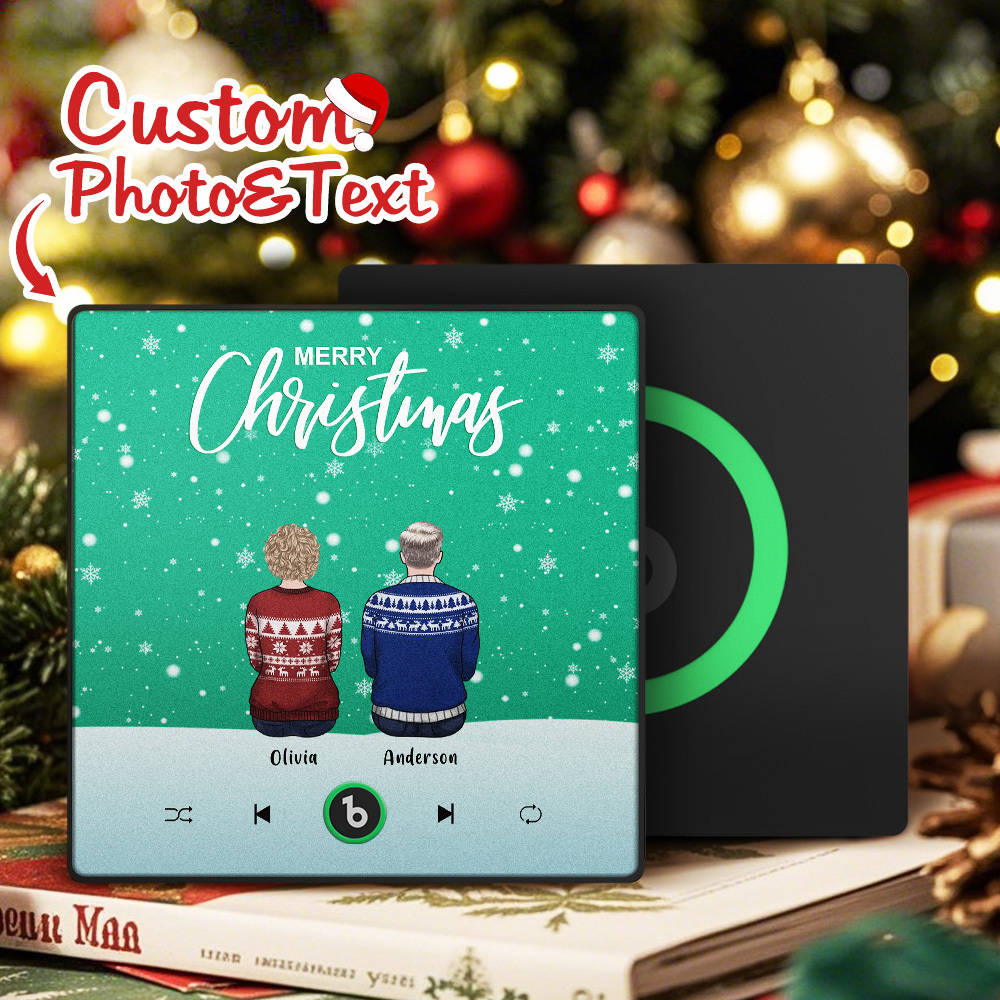 Custom Music Fridge Magnet Colorful Frame Album Fridge Magnet Music Wall Photo Sticker Custom Family Portrait Merry Christmas Can Play Songs Christmas Gift