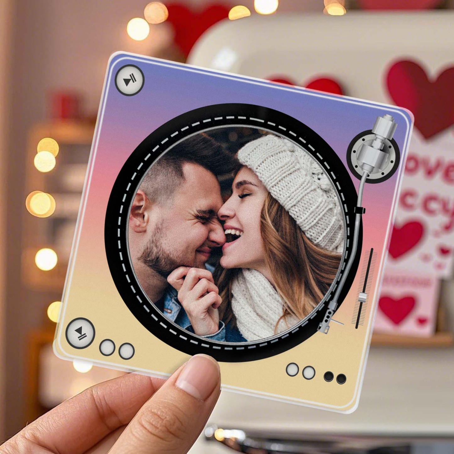 Custom Rotating Double Layer Acrylic Nfc Fridge Magnets With  Photos And Songs Magnetic Fridge Magnets