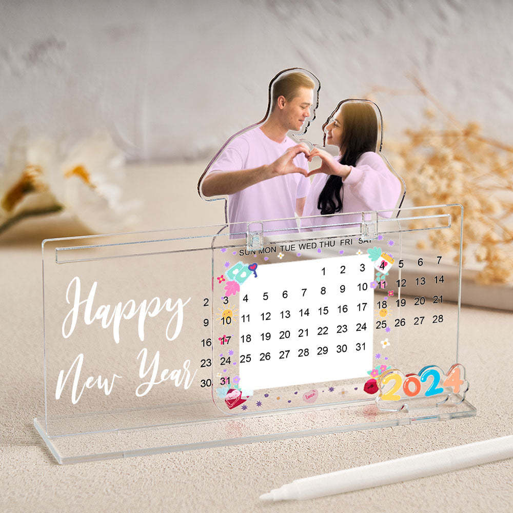 Custom Photo Acrylic Perpetual Calendar with Hand Writing Message - SantaSocks