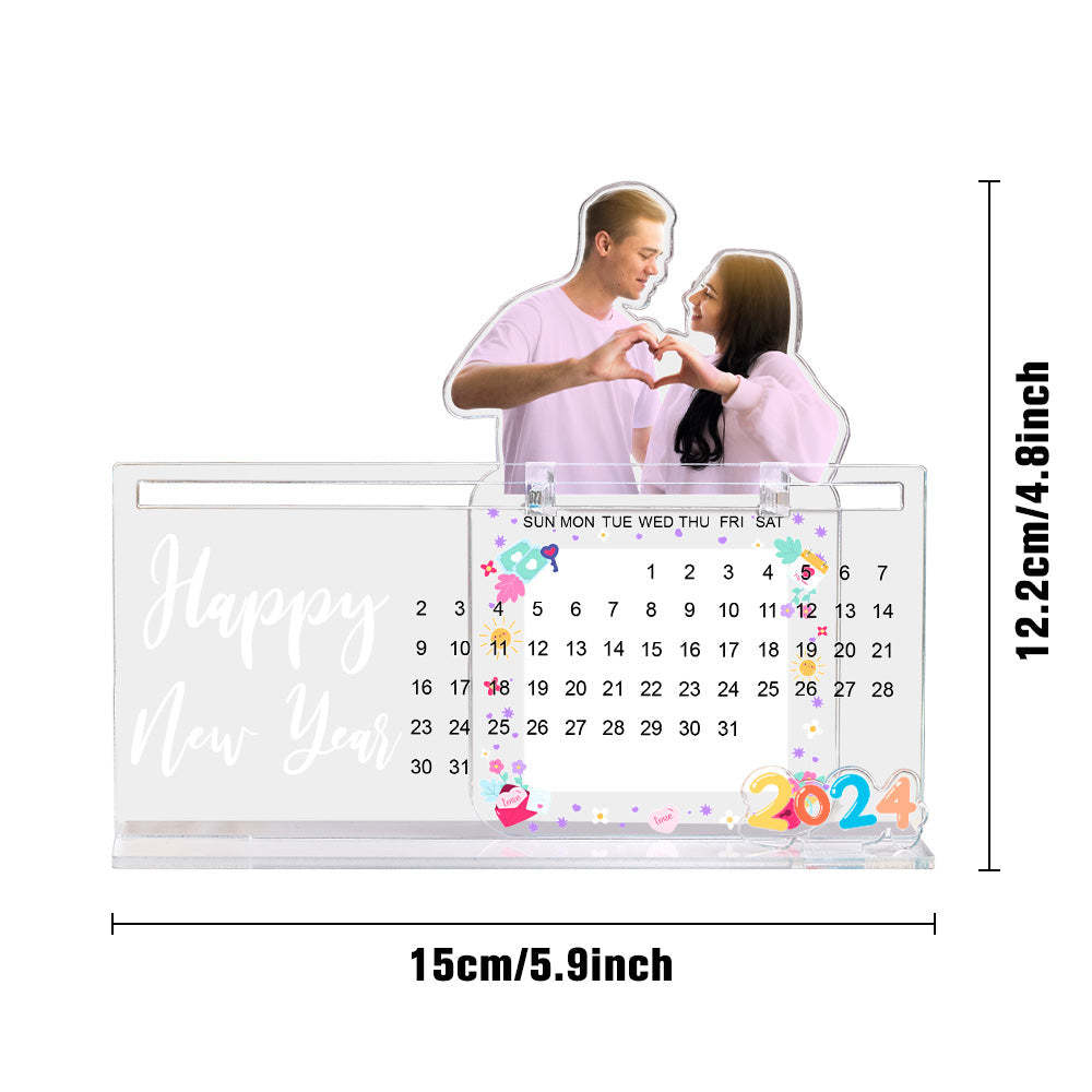 Custom Photo Acrylic Perpetual Calendar with Hand Writing Message - SantaSocks