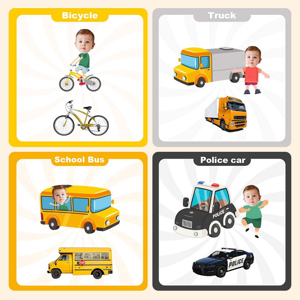 Baby's First Transportation Book Custom Name and Face Gifts for Baby - Get Photo Blanket