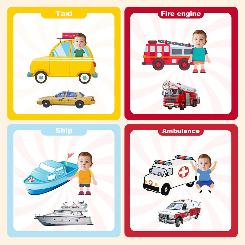 Baby's First Transportation Book Custom Name and Face Gifts for Baby - Get Photo Blanket