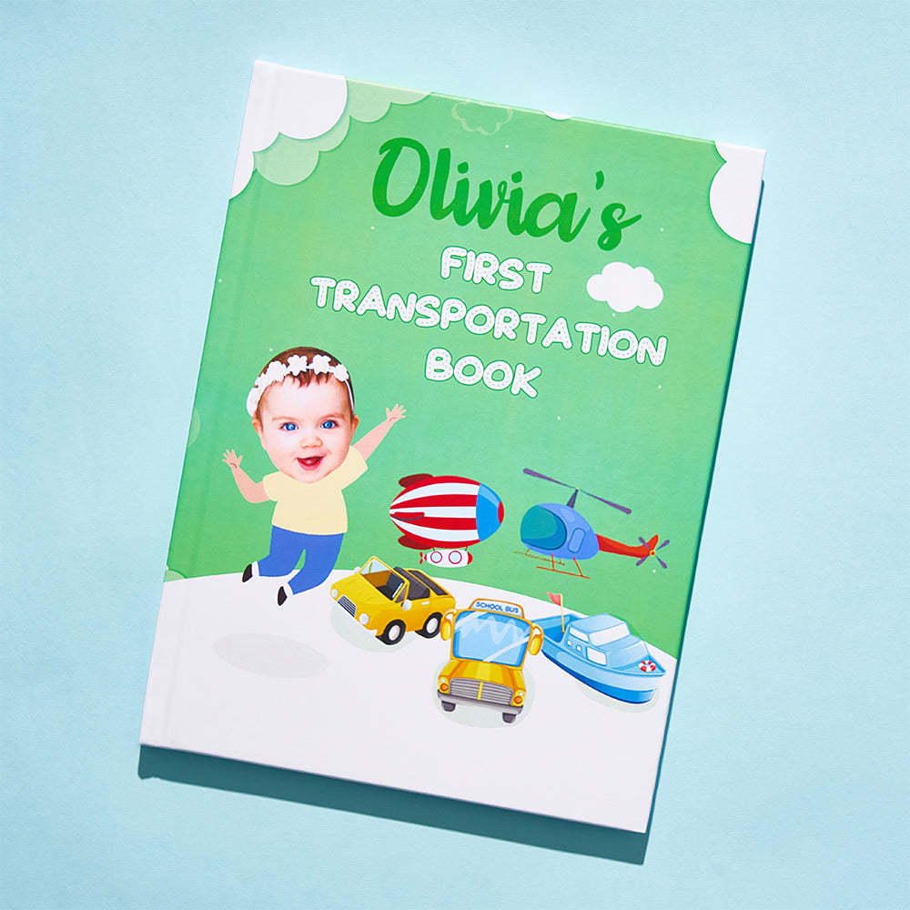 Baby's First Transportation Book Custom Name and Face Gifts for Baby - Get Photo Blanket
