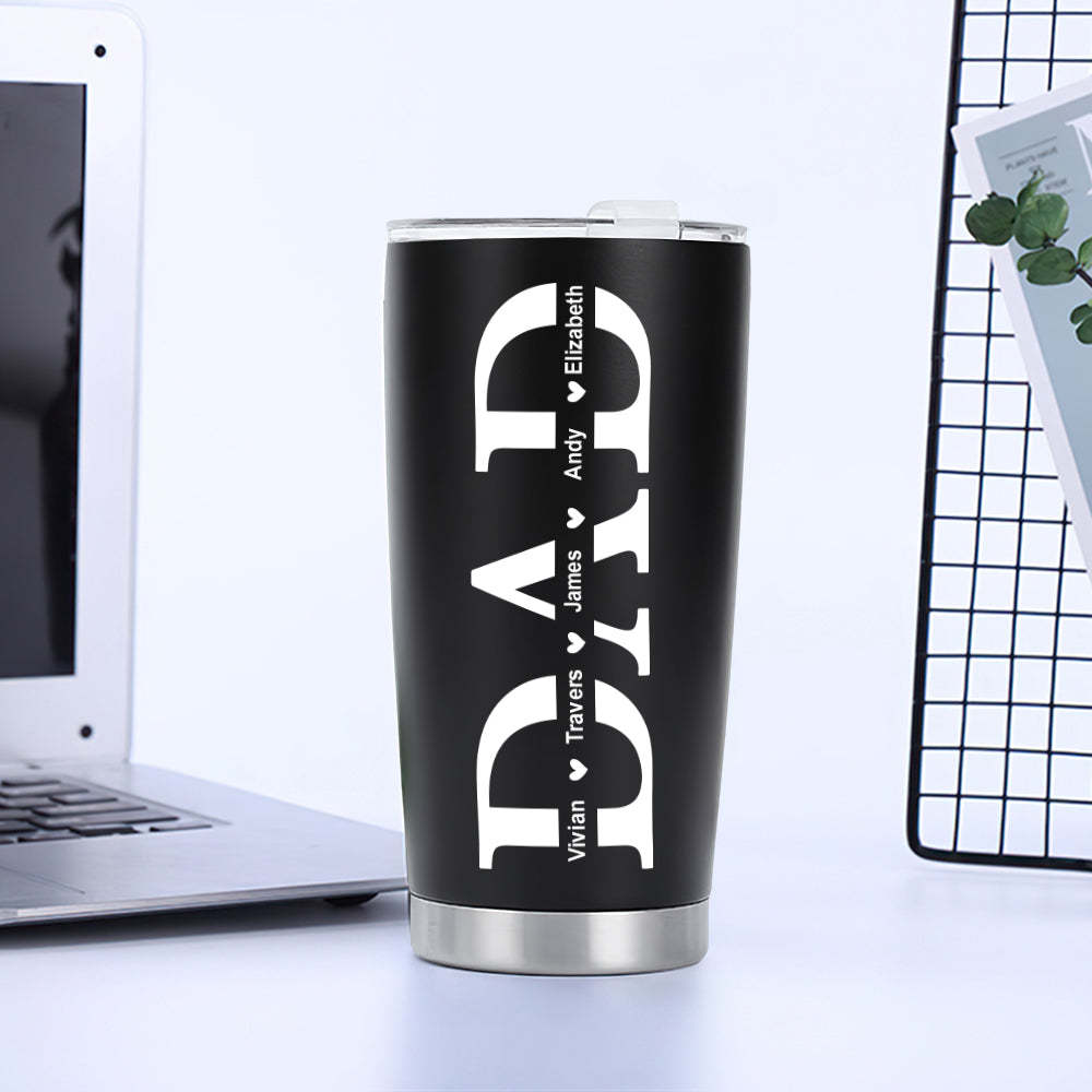 Personalized Dad Travel Mug with Kids' Names Stainless Steel Insulated Travel Mug Father's Day Gift for Dad - SantaSocks