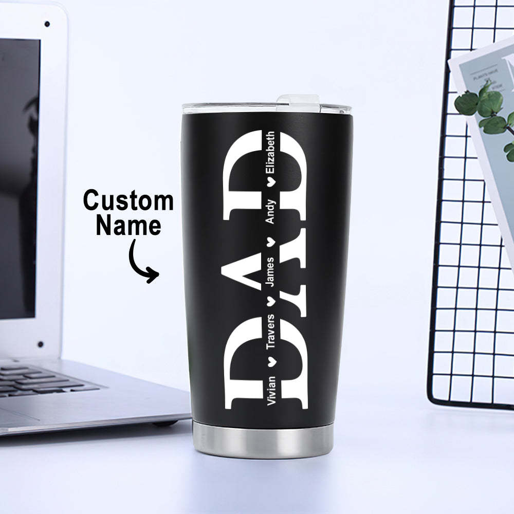 Personalized Dad Travel Mug with Kids' Names Stainless Steel Insulated Travel Mug Father's Day Gift for Dad - SantaSocks