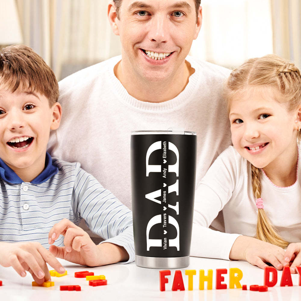 Personalized Dad Travel Mug with Kids' Names Stainless Steel Insulated Travel Mug Father's Day Gift for Dad - SantaSocks