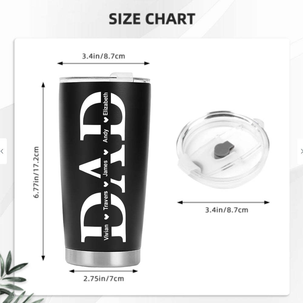 Personalized Dad Travel Mug with Kids' Names Stainless Steel Insulated Travel Mug Father's Day Gift for Dad - SantaSocks