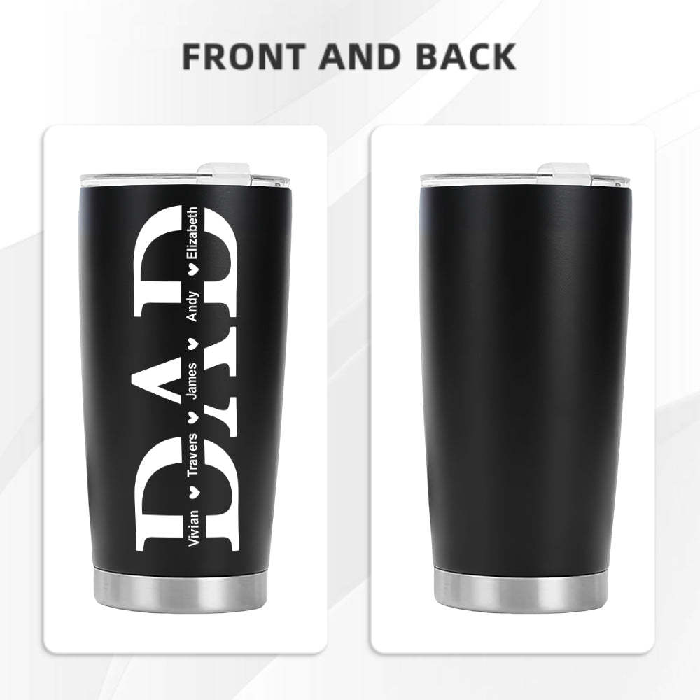 Personalized Dad Travel Mug with Kids' Names Stainless Steel Insulated Travel Mug Father's Day Gift for Dad - SantaSocks