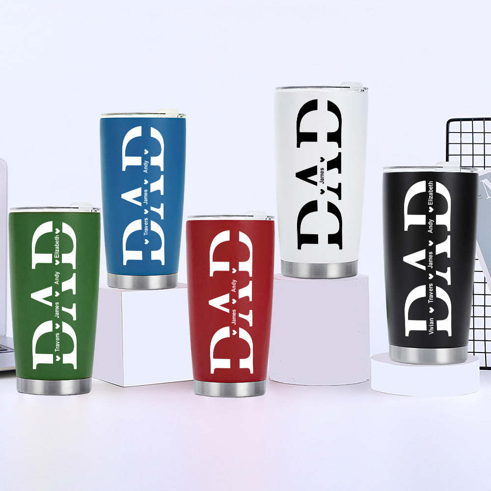 Personalized Dad Travel Mug with Kids' Names Stainless Steel Insulated Travel Mug Father's Day Gift for Dad - SantaSocks