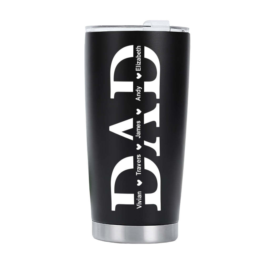 Personalized Dad Travel Mug with Kids' Names Stainless Steel Insulated Travel Mug Father's Day Gift for Dad - SantaSocks