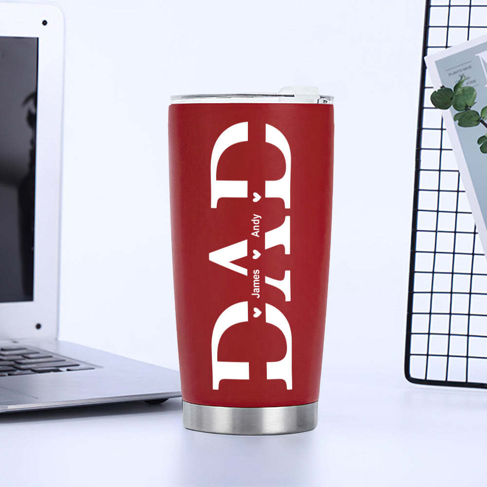 Personalized Dad Travel Mug with Kids' Names Stainless Steel Insulated Travel Mug Father's Day Gift for Dad - SantaSocks