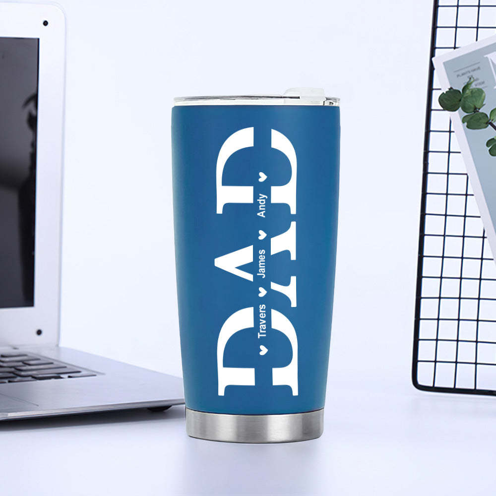 Personalized Dad Travel Mug with Kids' Names Stainless Steel Insulated Travel Mug Father's Day Gift for Dad - SantaSocks