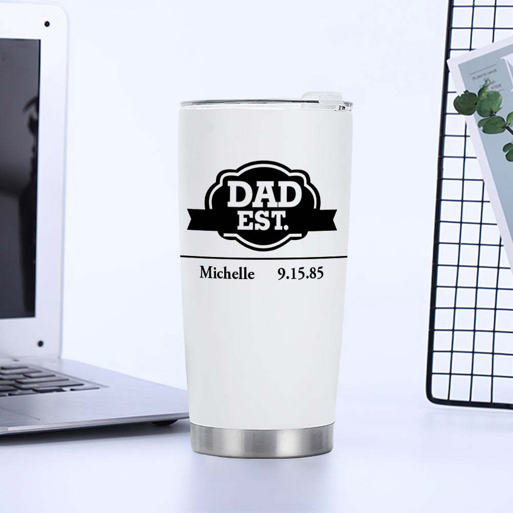 Personalized Dad Travel Mug with Kids' Names 20oz Stainless Steel Insulated Travel Mug Father's Day Gift for Dad - SantaSocks