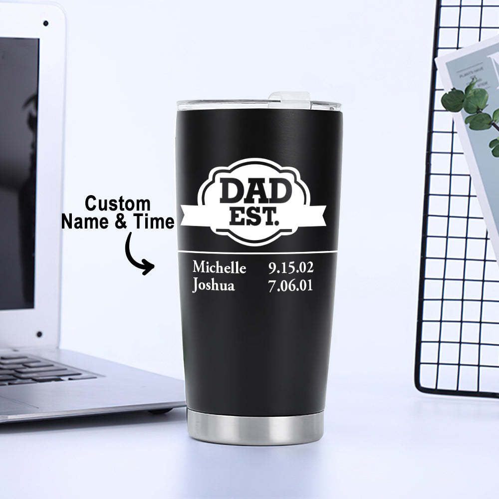 Personalized Dad Travel Mug with Kids' Names 20oz Stainless Steel Insulated Travel Mug Father's Day Gift for Dad - SantaSocks