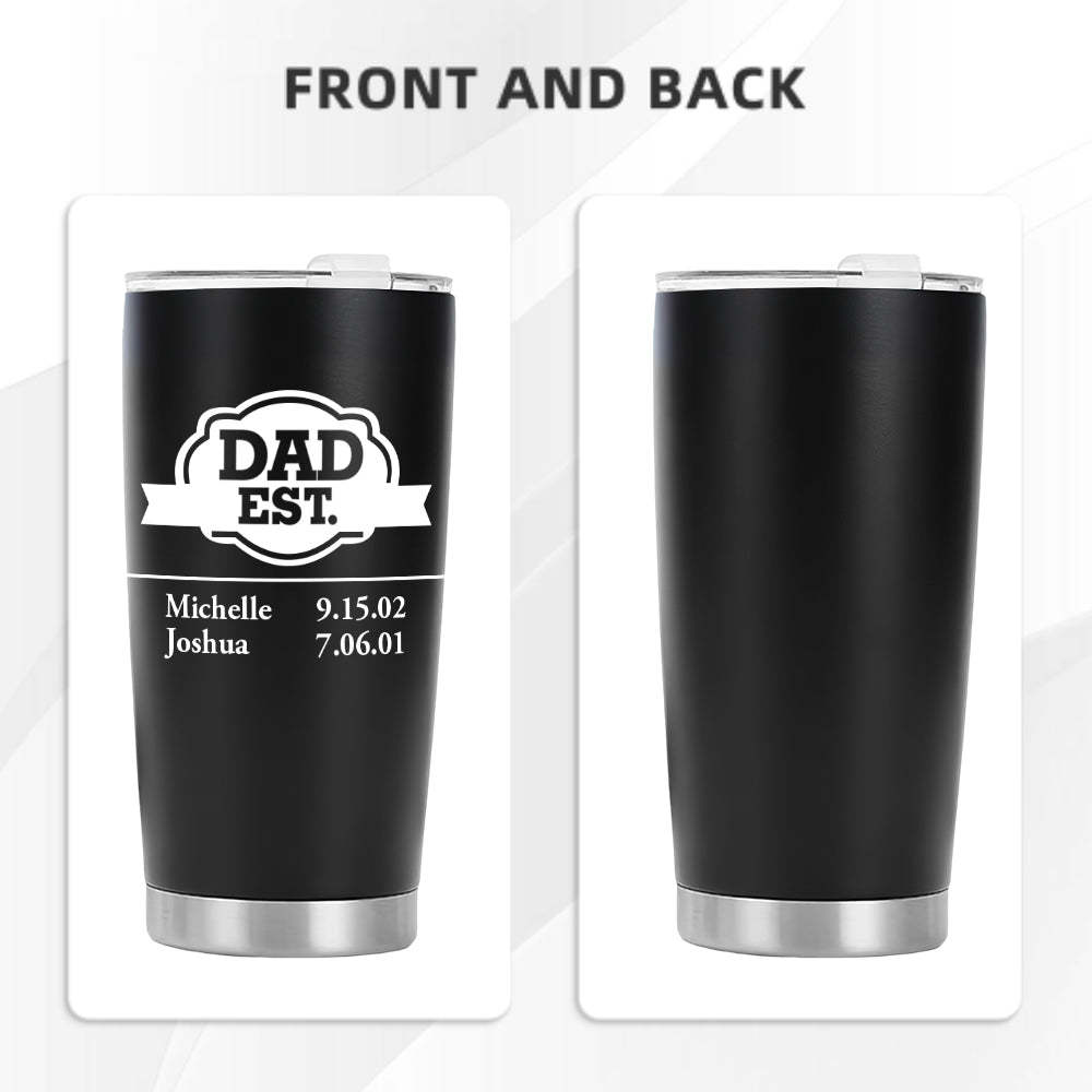 Personalized Dad Travel Mug with Kids' Names 20oz Stainless Steel Insulated Travel Mug Father's Day Gift for Dad - SantaSocks