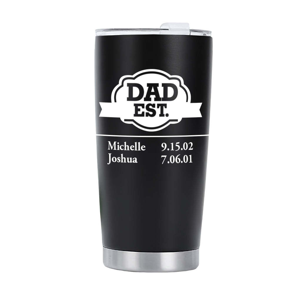 Personalized Dad Travel Mug with Kids' Names 20oz Stainless Steel Insulated Travel Mug Father's Day Gift for Dad - SantaSocks
