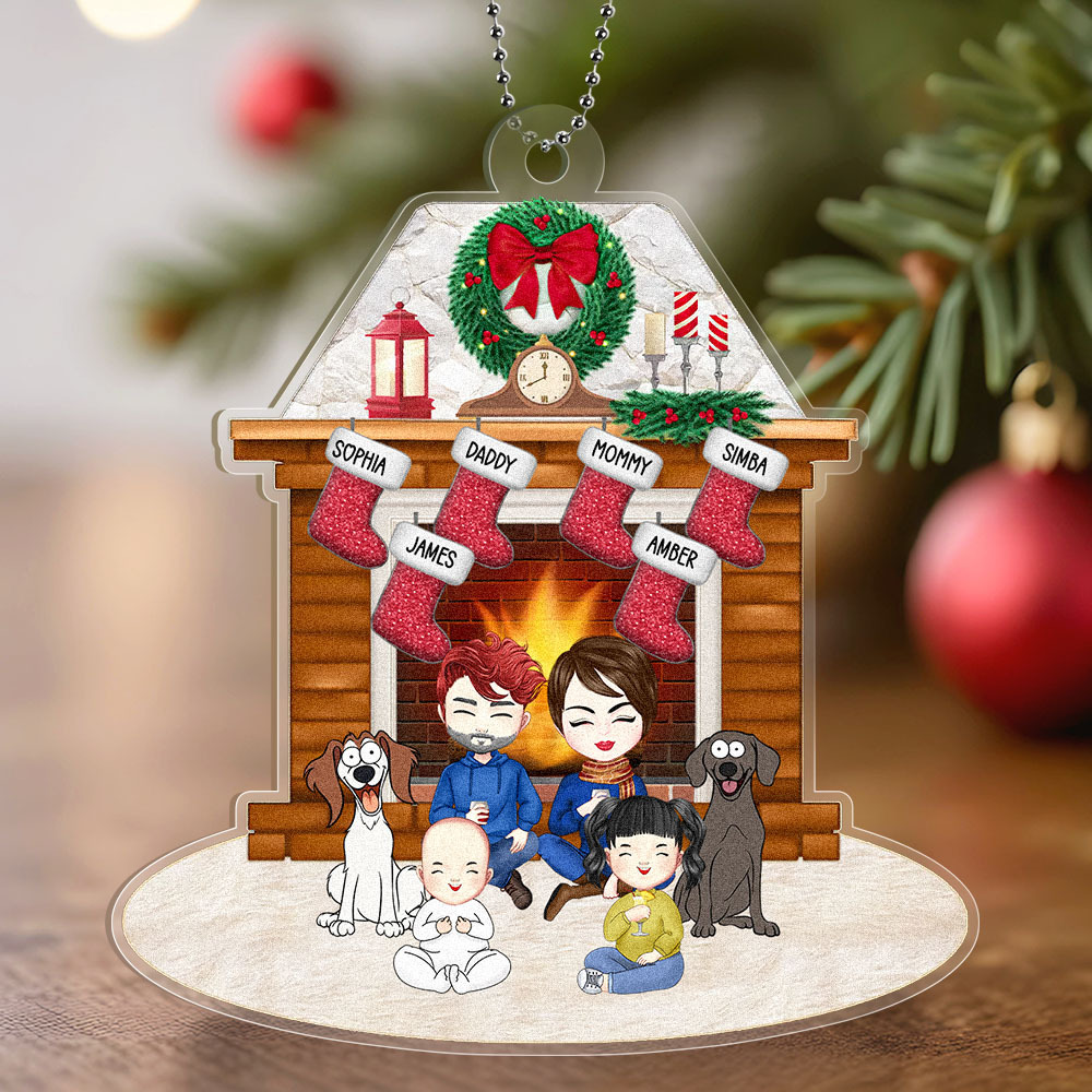 Personalized Family Cartoon Christmas Ornaments Custom Christmas Gifts with Names and Cartoon Characters