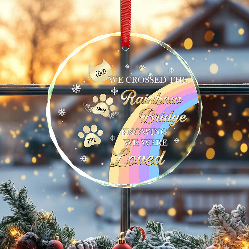 Custom Memorial Ornament I Crossed The Rainbow Bridge Knowing I Was Loved Christmas Ornament Gift for Pet Lovers - Bestchristmasgifts