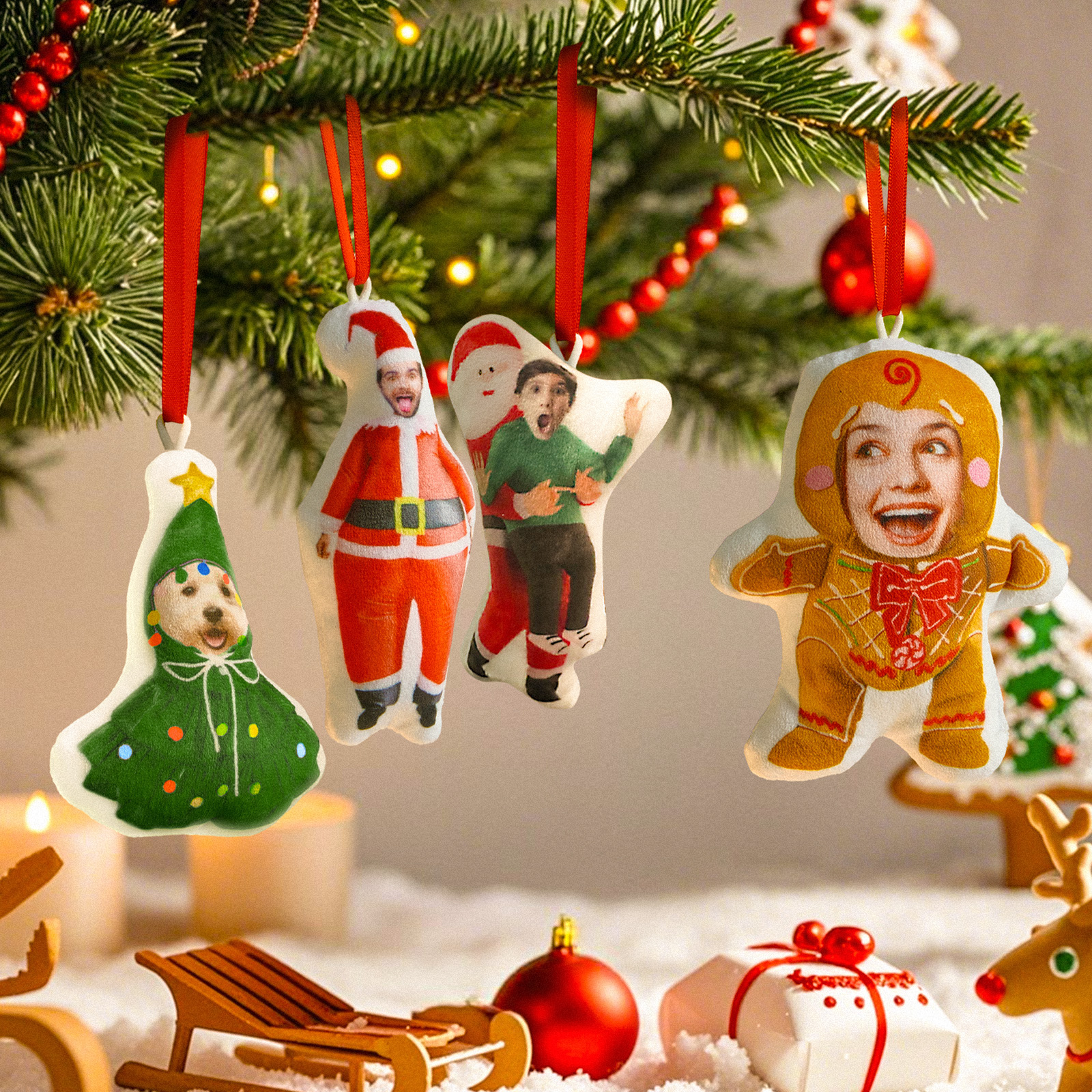 Personalized Photo Minime Christmas Tree Ornament Christmas Decorate Gift for Family for Pet Lover