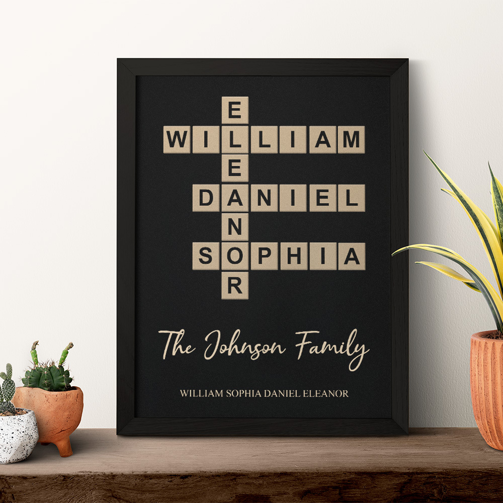 Family Crossword Art - Created In A Moment, Treasured Forever Personalized Poster