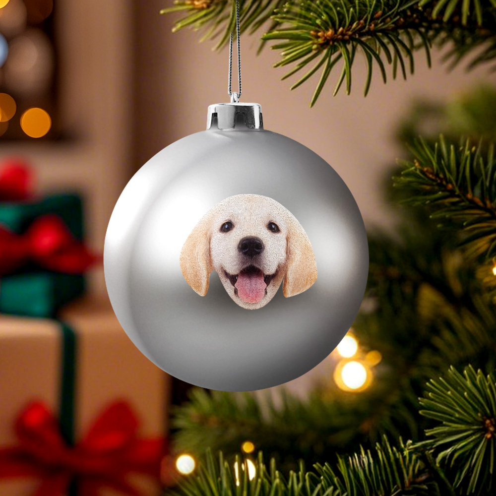 Custom Pet portrait Ornament Christmas Ball Dog  Personalised Cat Memorial Ornament