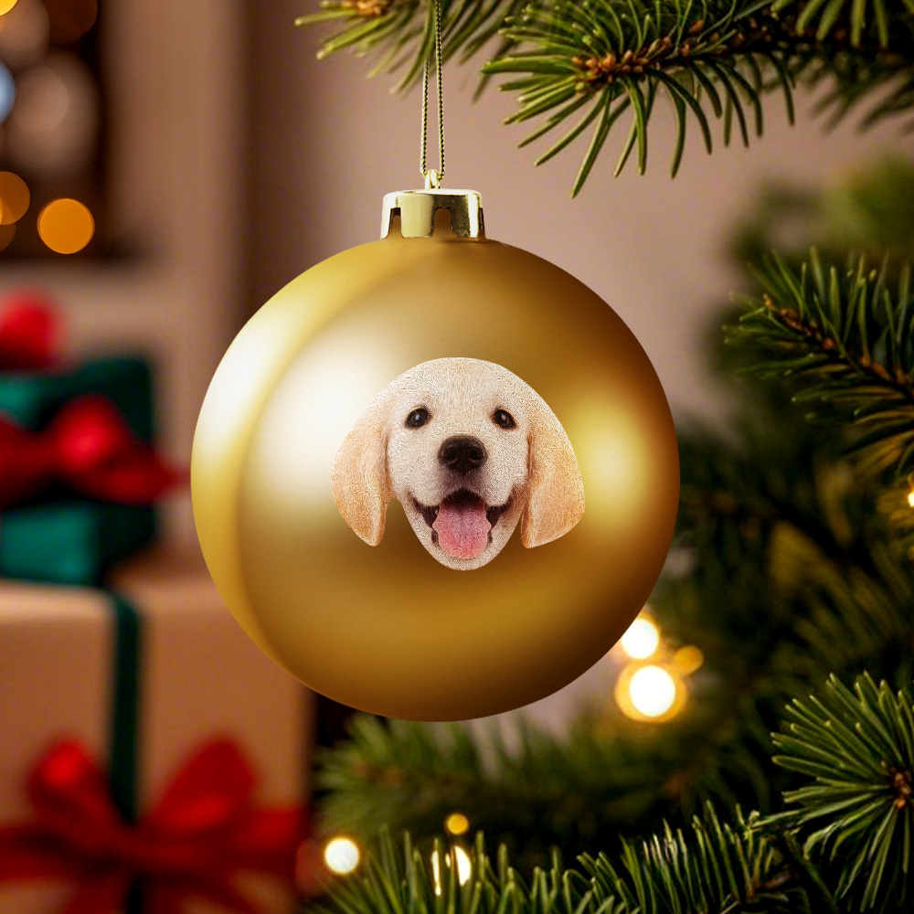 Custom Pet portrait Ornament Christmas Ball Dog  Personalised Cat Memorial Ornament