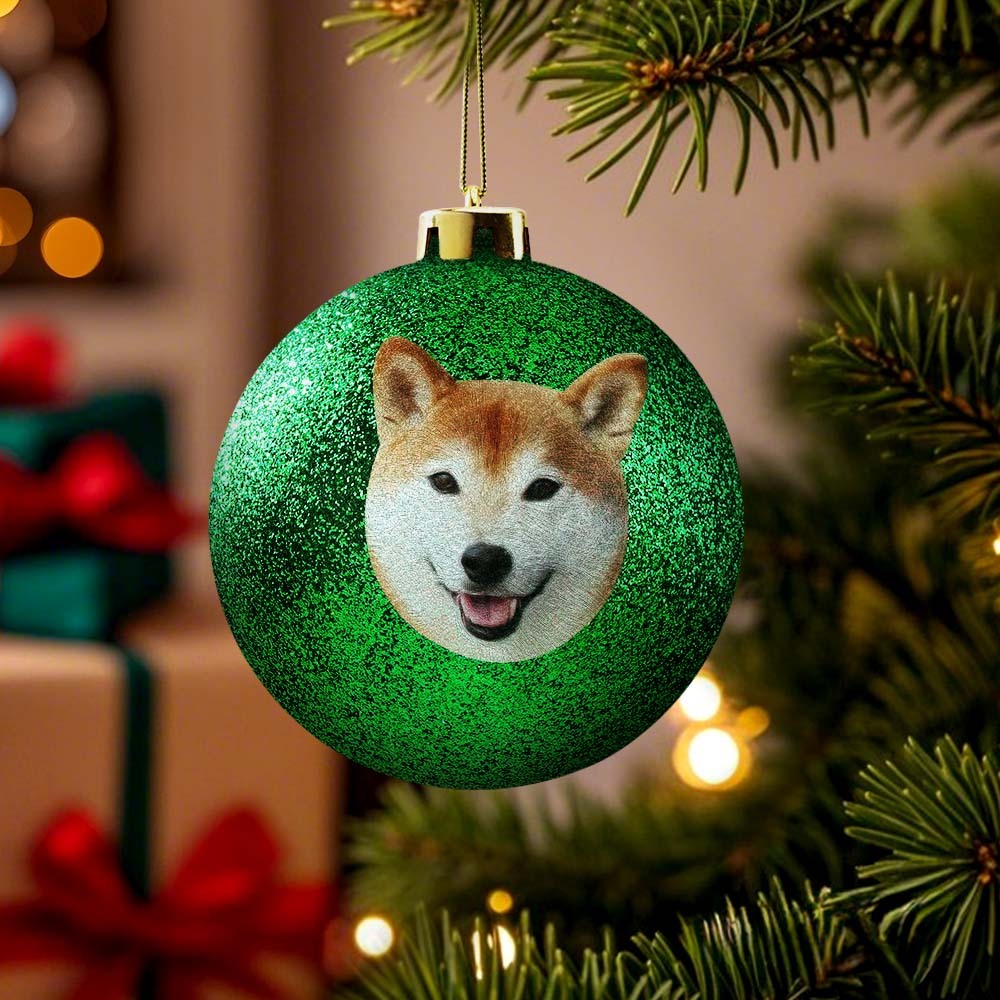 Custom Pet portrait Ornament Christmas Ball Dog  Personalised Cat Memorial Ornament