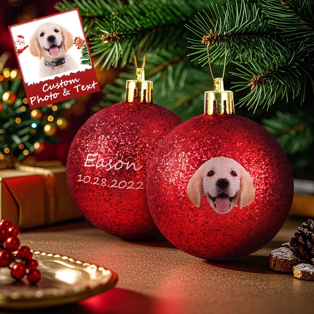 Custom Pet portrait Ornament Christmas Ball Dog  Personalised Cat Memorial Ornament