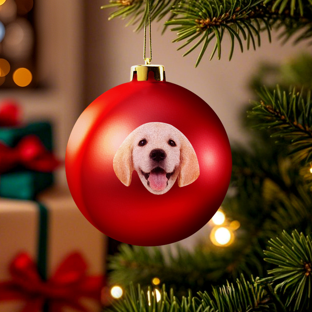 Custom Pet portrait Ornament Christmas Ball Dog  Personalised Cat Memorial Ornament