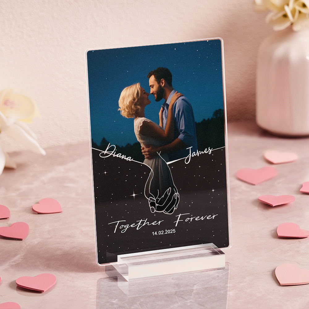 Personalized Photo Acrylic Plaque Anniversary Couples Holding Hands - SantaSocks