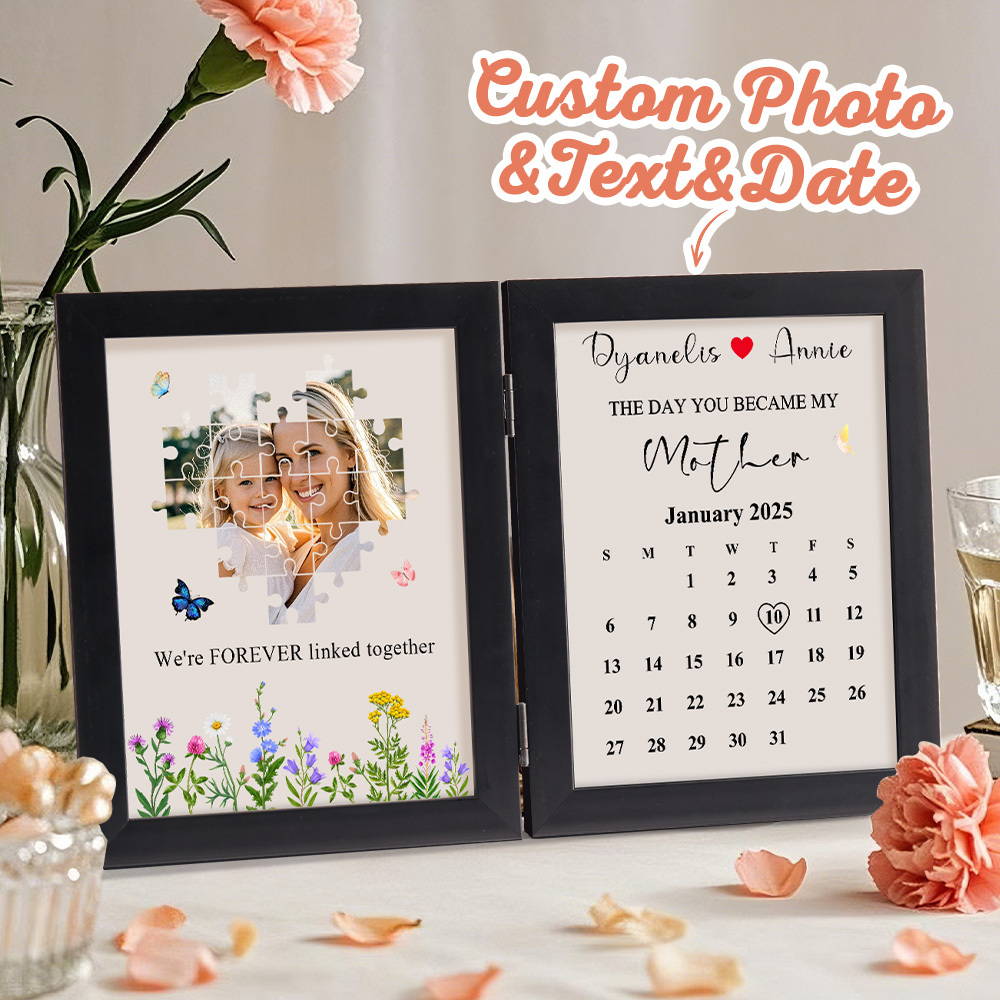Personalized The Day You Became My Mother Puzzle Photo Frame We're Forever Linked Together Mothers Day Gift