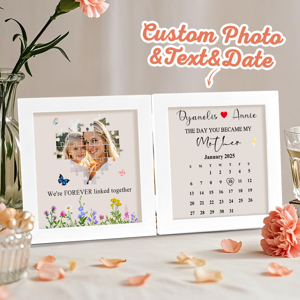 Personalized The Day You Became My Mother Puzzle Photo Frame We're Forever Linked Together Mothers Day Gift