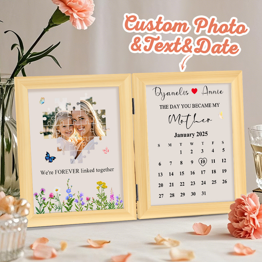 Personalized The Day You Became My Mother Puzzle Photo Frame We're Forever Linked Together Mothers Day Gift