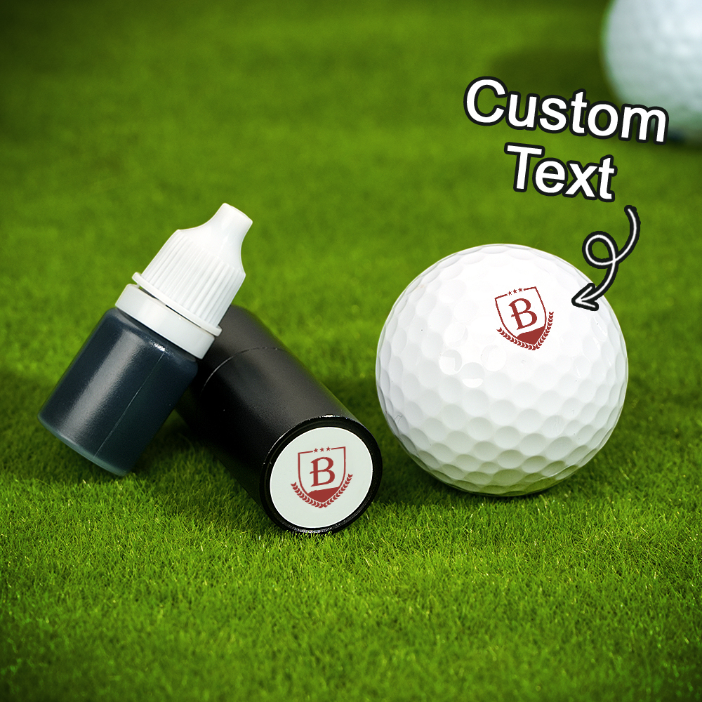Personalized Monogrammed Initial Golf Ball Stamp with Metal Storage Bo