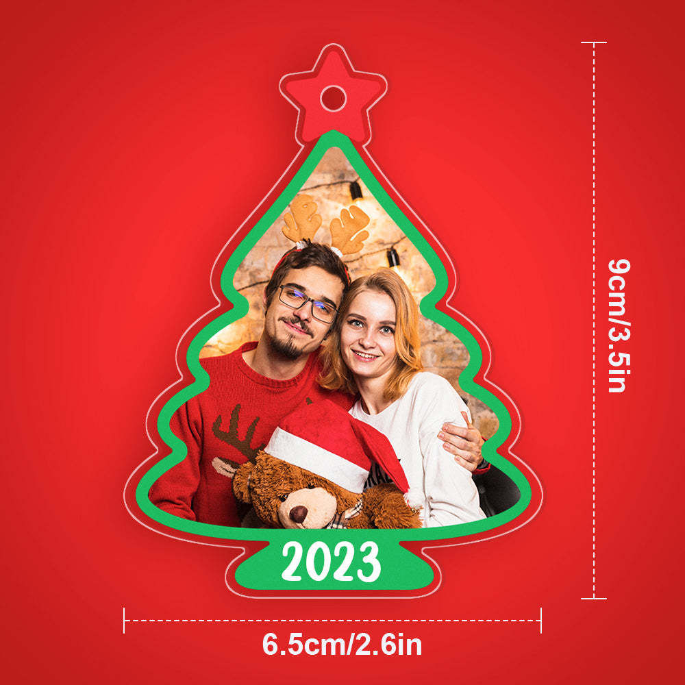Custom Family Photo Christmas Tree Shaped Ornament Christmas Gift