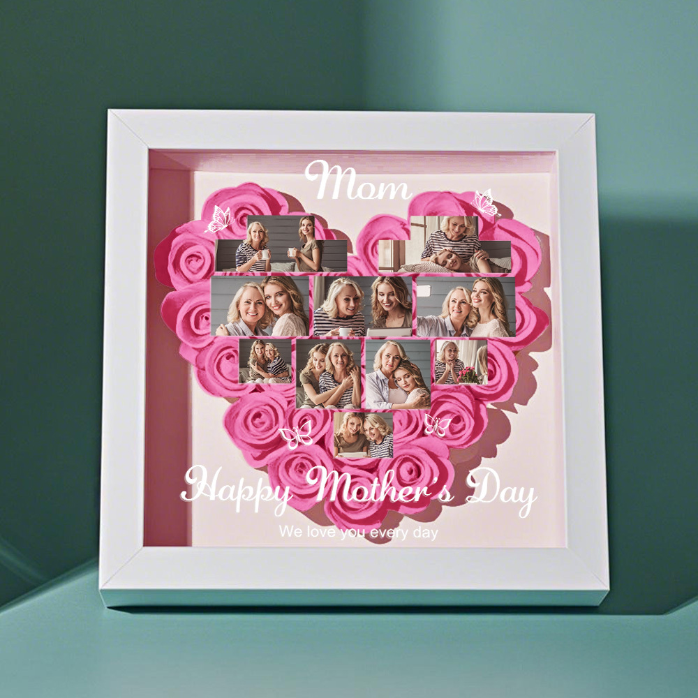 Personalized Mother's Day Photo Flower Shadow Box