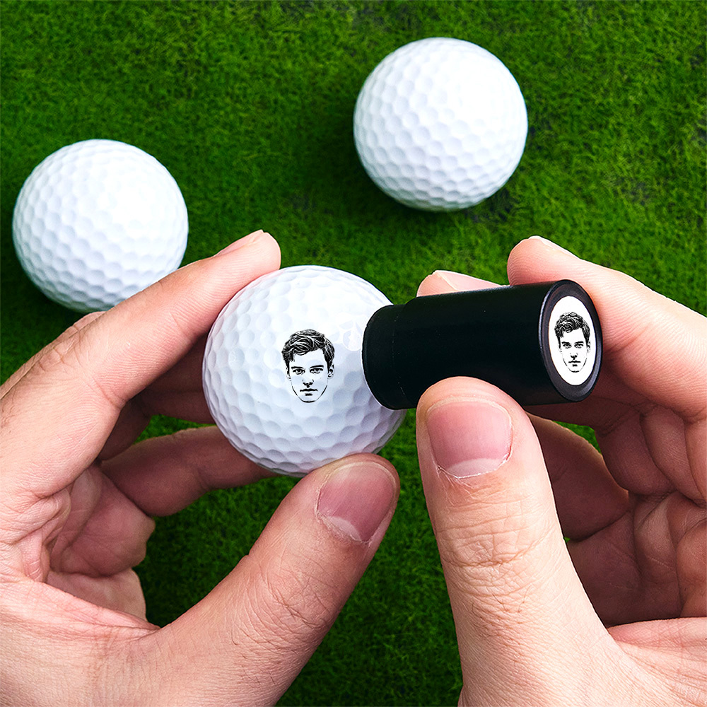 Personalized Photo Golf Ball Stamp with Metal Storage Box Birthday Father's Day Gift for Golf Player