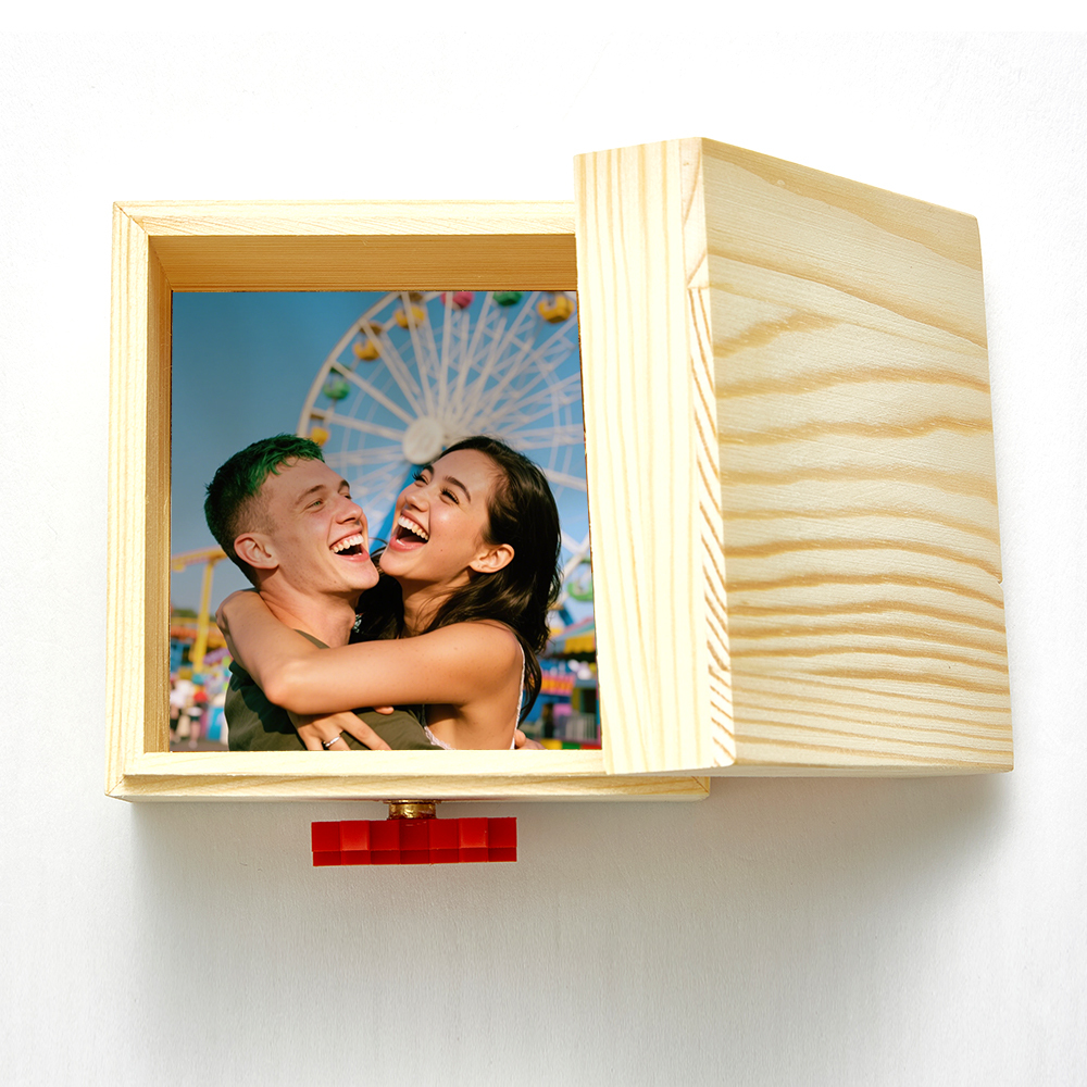 Lovebox Photo Messenger Personalized Wooden Message Box Long Distance Relationship Gift for Partner Family Couples Kids - SantaSocks