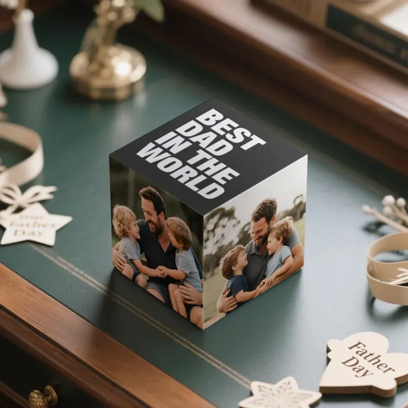 Custom Gift for Father’s Day Best Dad Ever Photo Cube
