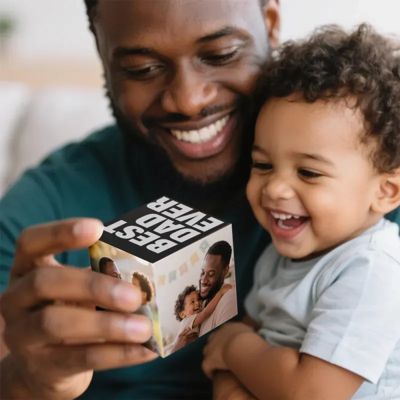 Custom Gift for Father’s Day Best Dad Ever Photo Cube