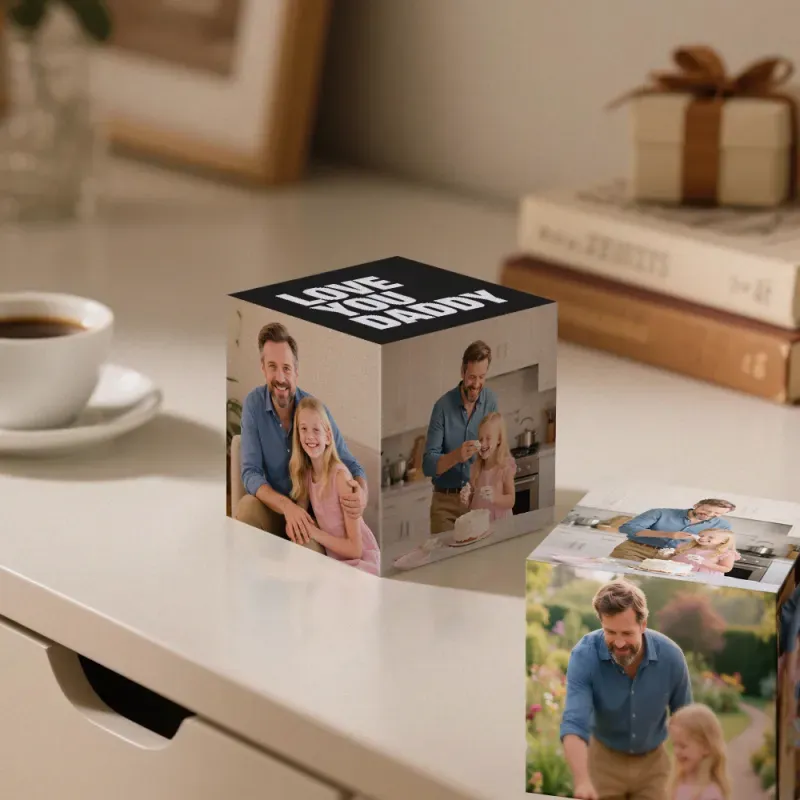 Custom Gift for Father’s Day Best Dad Ever Photo Cube