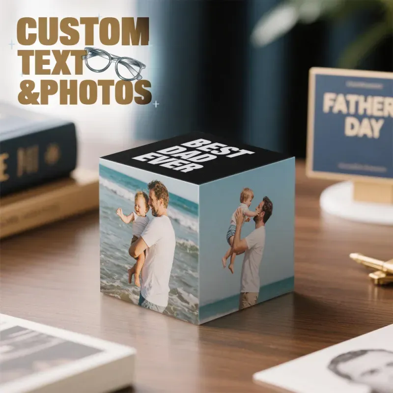 Custom Gift for Father’s Day Best Dad Ever Photo Cube