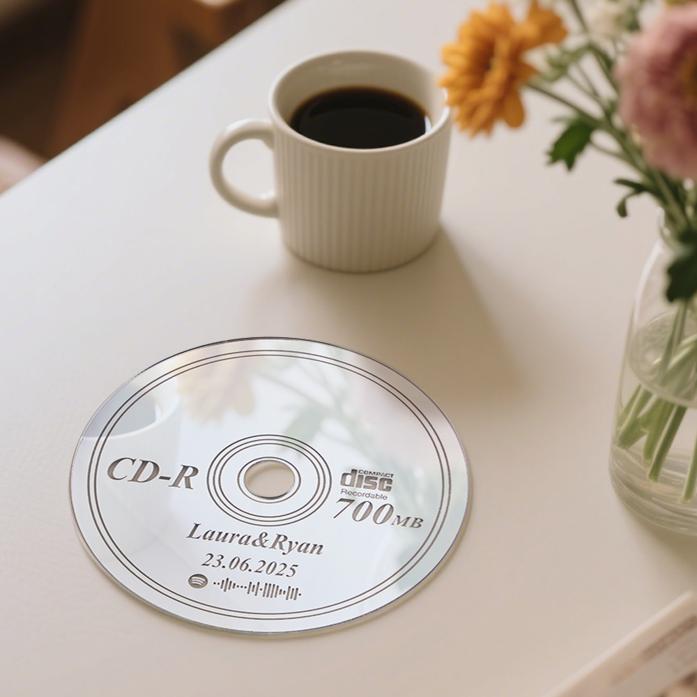 Custom Names and Music Mirror Art for Wall CD Mirror Art Deco Housewarming Gift Mirrored Wall Decor Bedroom Mirror - SantaSocks