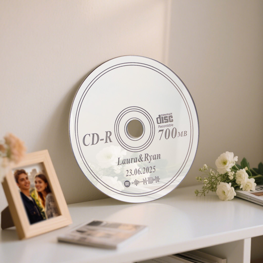 Custom Names and Music Mirror Art for Wall CD Mirror Art Deco Housewarming Gift Mirrored Wall Decor Bedroom Mirror - SantaSocks